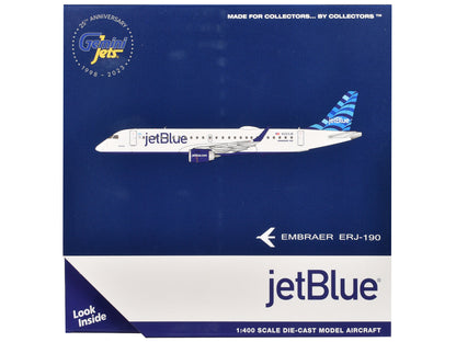 Embraer ERJ-190 Commercial Aircraft "JetBlue Airways" (N323JB) White with Blue Tail 1/400 Diecast Model Airplane by GeminiJets