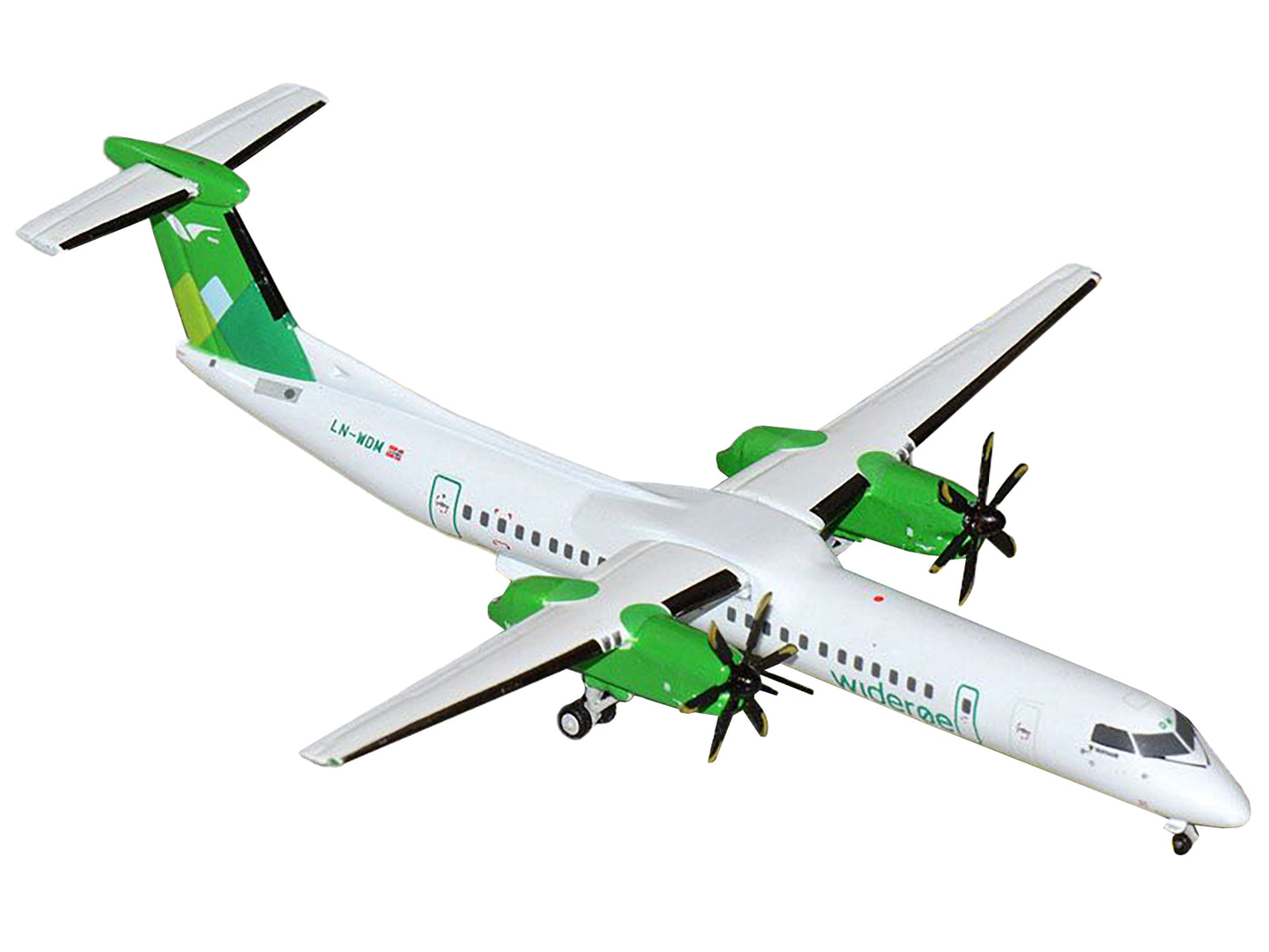 Bombardier Q400 Commercial Aircraft "Wideroe" (LN-WDM) White with Green Tail 1/400 Diecast Model Airplane by GeminiJets