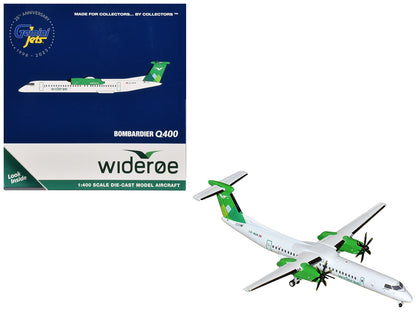 Bombardier Q400 Commercial Aircraft "Wideroe" (LN-WDM) White with Green Tail 1/400 Diecast Model Airplane by GeminiJets