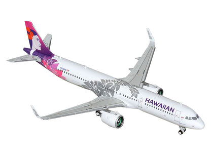 Airbus A321neo Commercial Aircraft "Hawaiian Airlines" (N208HA) White with Purple Tail 1/400 Diecast Model Airplane by GeminiJets