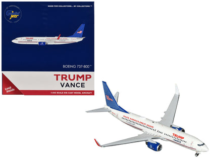 Boeing 737-800 Commercial Aircraft "Trump-Vance Campaign" (N917XA) White with Blue Tail 1/400 Diecast Model Airplane by GeminiJets