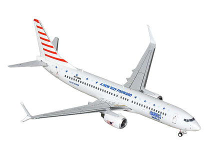 Boeing 737-800 Commercial Aircraft "Harris-Walz Campaign" (N778MA) White with Striped Tail 1/400 Diecast Model Airplane by GeminiJets