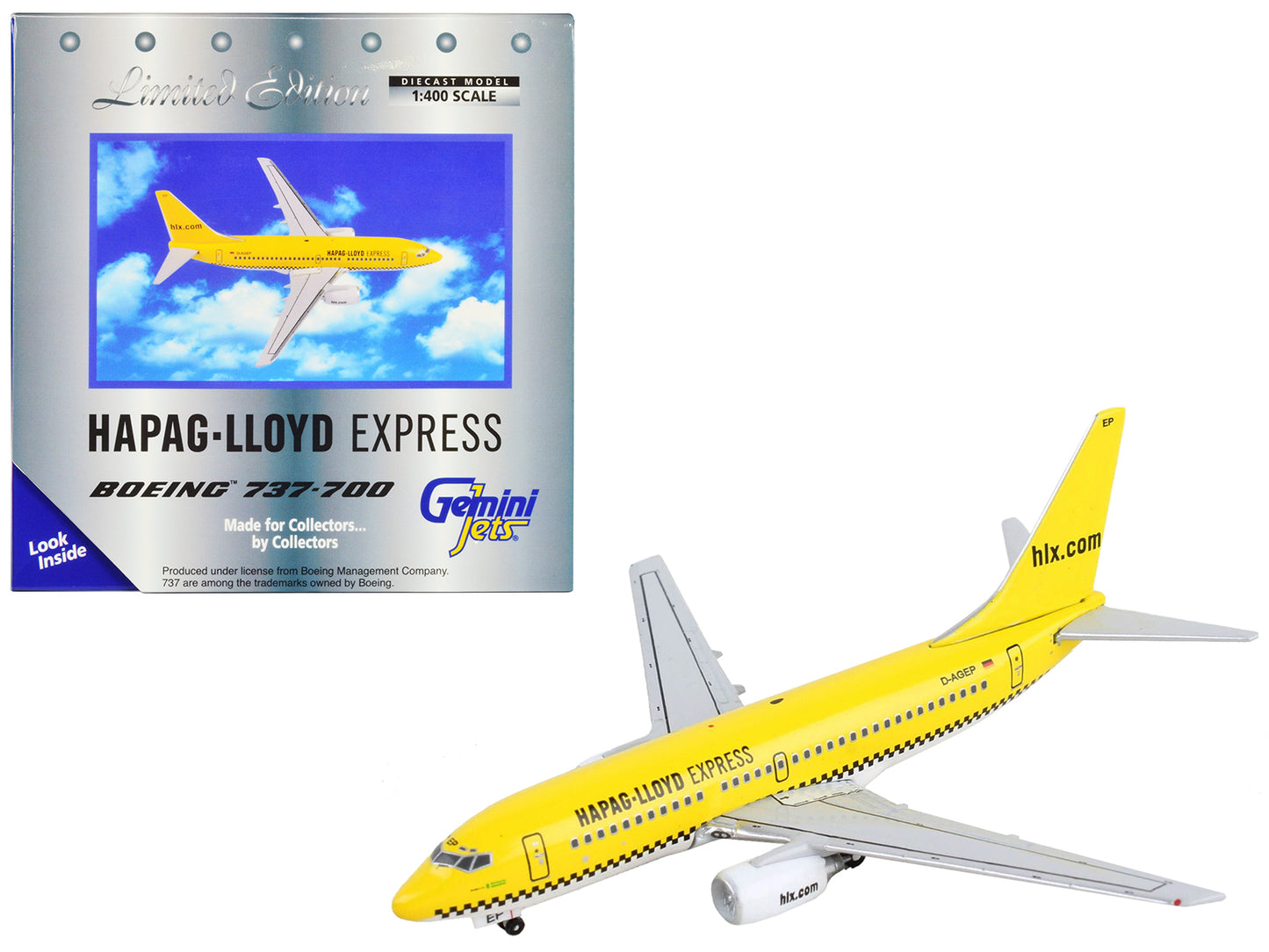 Boeing 737-700 Commercial Aircraft "Hapag-Lloyd" Yellow 1/400 Diecast Model Airplane by GeminiJets