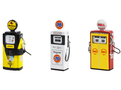 "Vintage Gas Pump" Set of 3 Pumps Series 12 1/18 Diecast Models by Greenlight