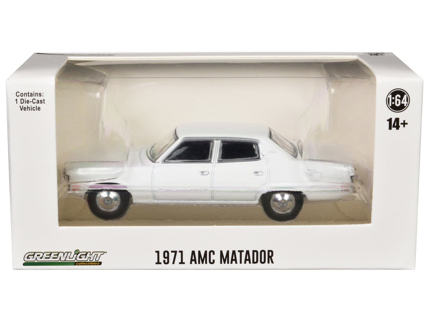 1971-78 AMC Matador Police Car White "Hot Pursuit - Hobby Exclusive" Series 1/64 Diecast Model Car by Greenlight