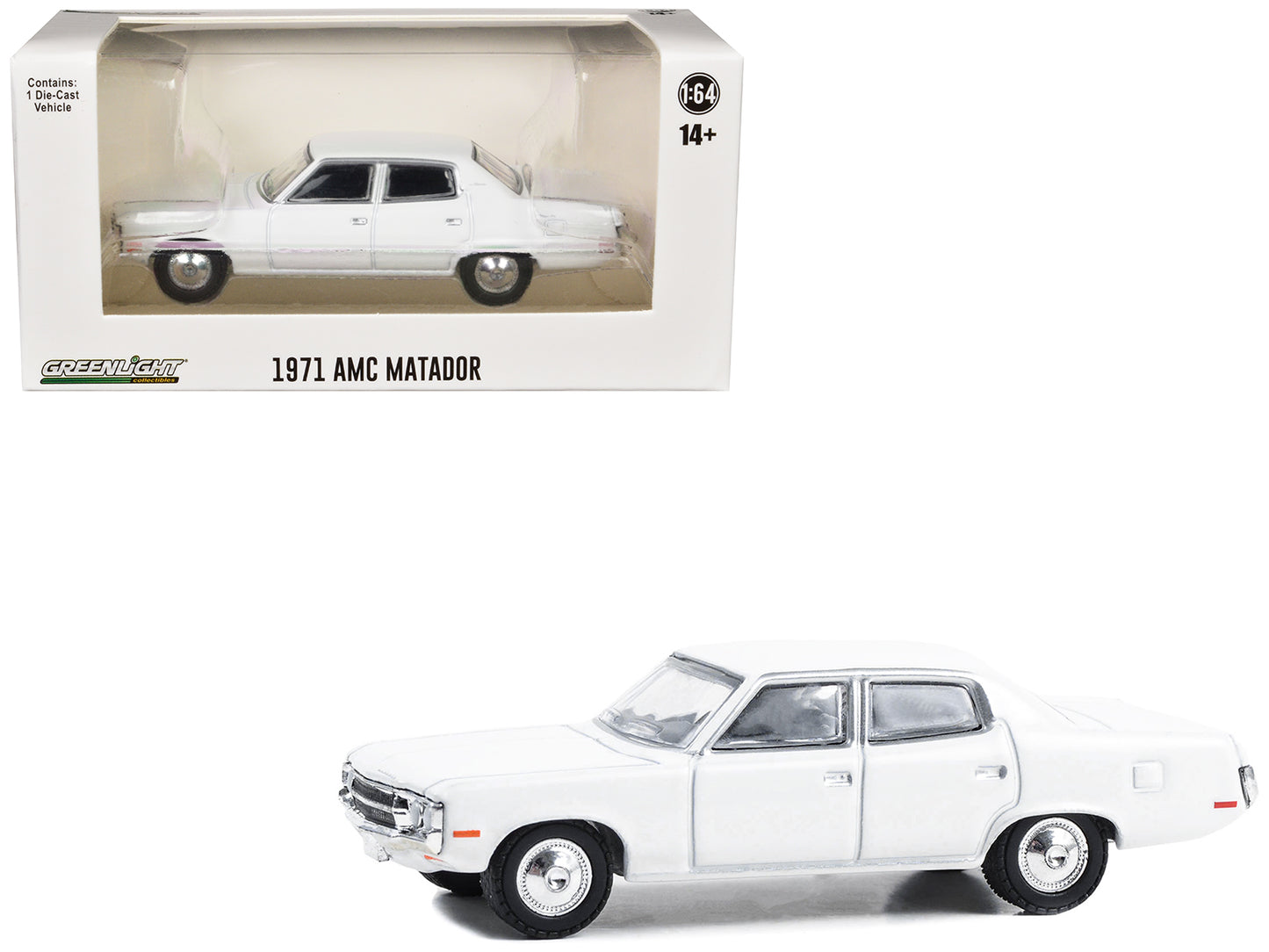 1971-78 AMC Matador Police Car White "Hot Pursuit - Hobby Exclusive" Series 1/64 Diecast Model Car by Greenlight