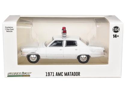 1971-78 AMC Matador Police Car White with Light Bar "Hot Pursuit - Hobby Exclusive" Series 1/64 Diecast Model Car by Greenlight