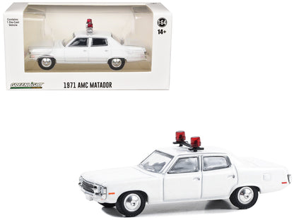 1971-78 AMC Matador Police Car White with Light Bar "Hot Pursuit - Hobby Exclusive" Series 1/64 Diecast Model Car by Greenlight