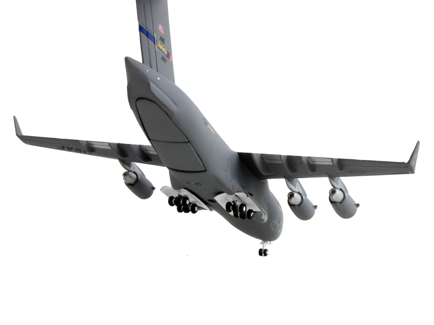 Boeing C-17 Globemaster III Transport Aircraft "Charlotte Air National Guard - United States Air Force" Gray "Gemini Macs" Series 1/400 Diecast Model Airplane by GeminiJets