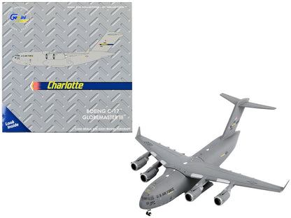 Boeing C-17 Globemaster III Transport Aircraft "Charlotte Air National Guard - United States Air Force" Gray "Gemini Macs" Series 1/400 Diecast Model Airplane by GeminiJets