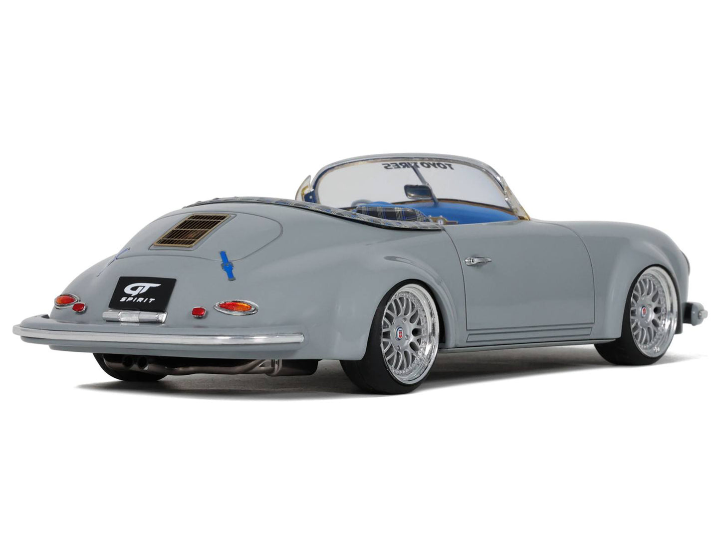 S-Klub Outlawd Speedster Nardo Gray with Blue Interior 1/18 Model Car by GT Spirit