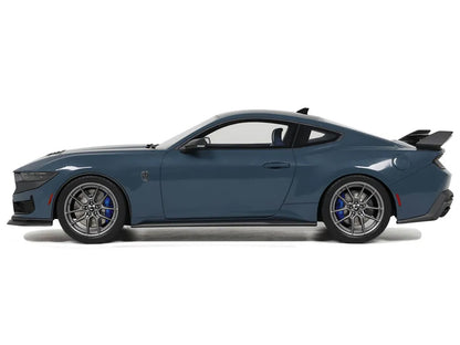 2024 Ford Mustang Dark Horse Vapor Blue Metallic with Black Stripes 1/18 Model Car by GT Spirit