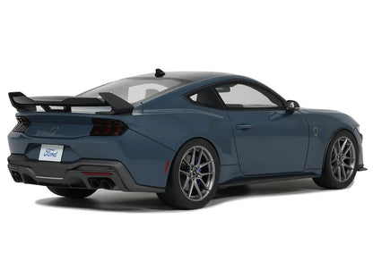 2024 Ford Mustang Dark Horse Vapor Blue Metallic with Black Stripes 1/18 Model Car by GT Spirit