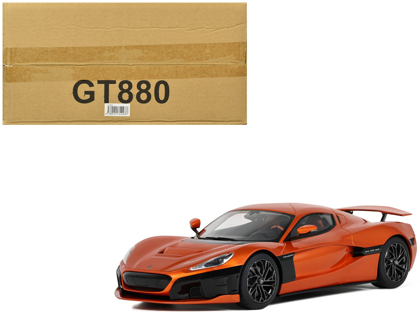 2021 Rimac Nevera Orange Metallic 1/18 Model Car by GT Spirit