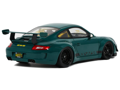 2021 RWB Bodykit "Syunkashuto" Green with Black Stripes 1/18 Model Car by GT Spirit