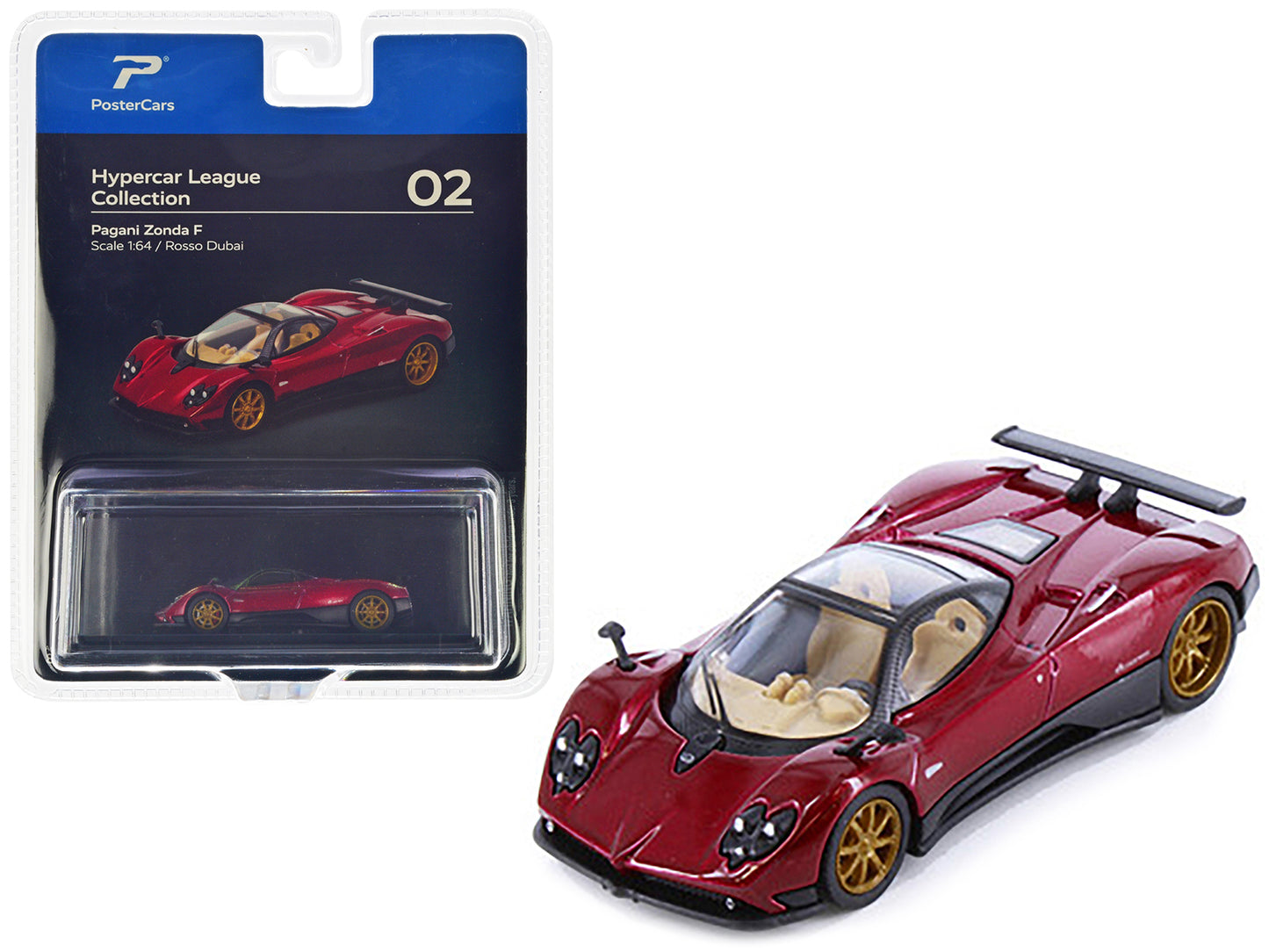 Pagani Zonda F Rosso Dubai Red Metallic "Hypercar League Collection" 1/64 Diecast Model Car by PosterCars