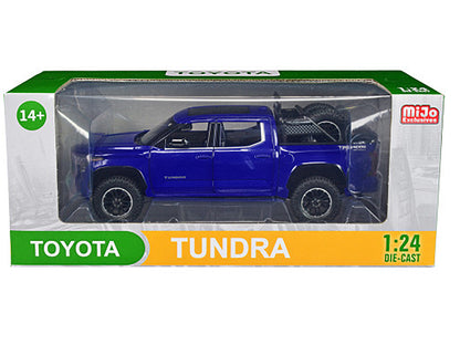 2023 Toyota Tundra TRD 4x4 Pickup Truck Blue Metallic with Sunroof and Wheel Rack 1/24 Diecast Model Car