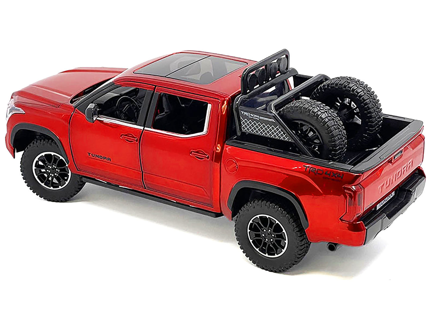 2023 Toyota Tundra TRD 4x4 Pickup Truck Red Metallic with Sunroof and Wheel Rack 1/24 Diecast Model Car