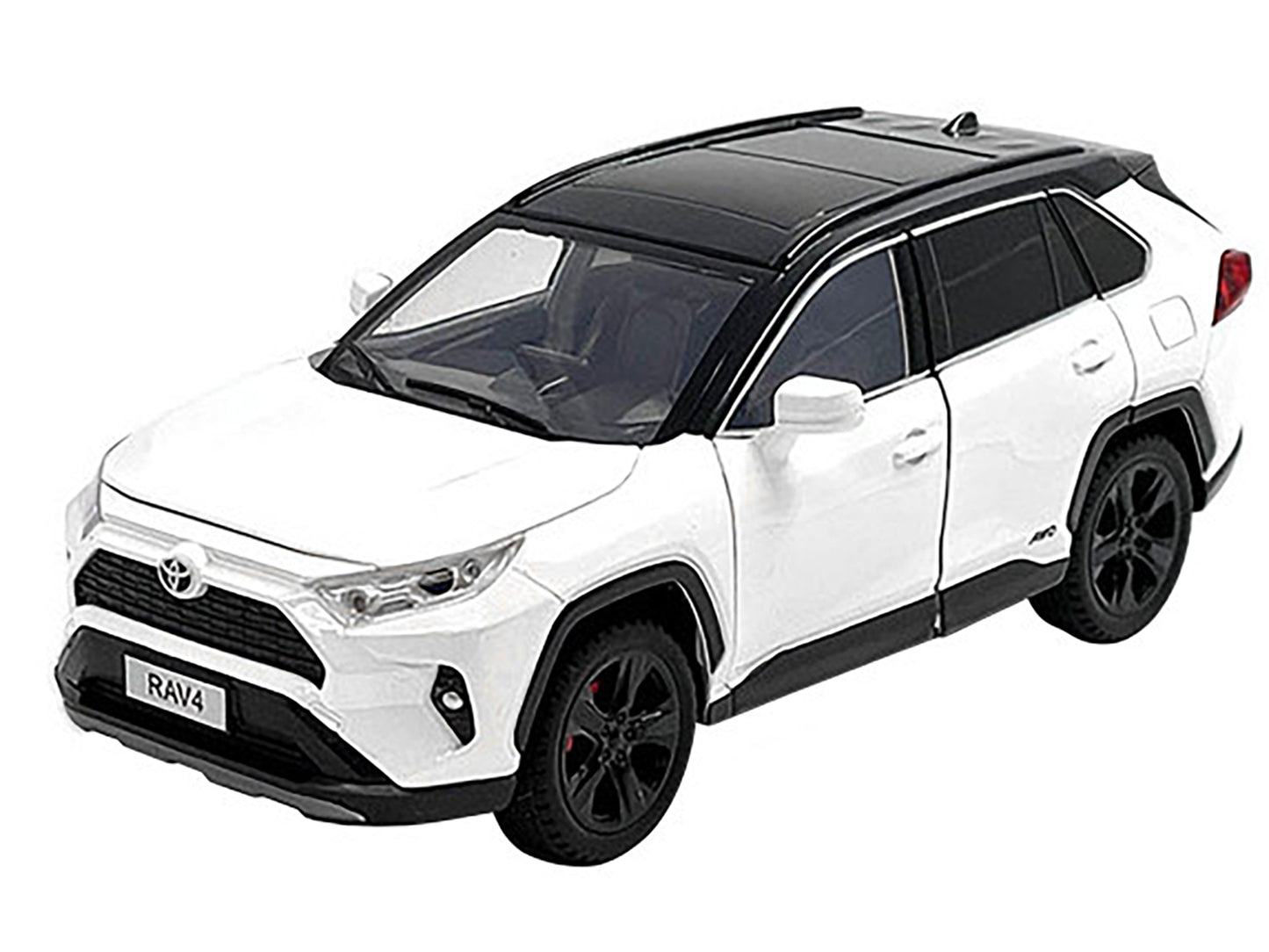 Toyota Rav4 Hybrid XSE White with Black Top and Sunroof 1/24 Diecast Model Car