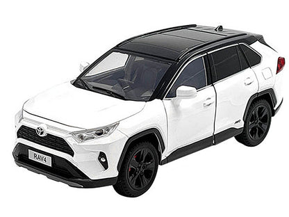 Toyota Rav4 Hybrid XSE White with Black Top and Sunroof 1/24 Diecast Model Car