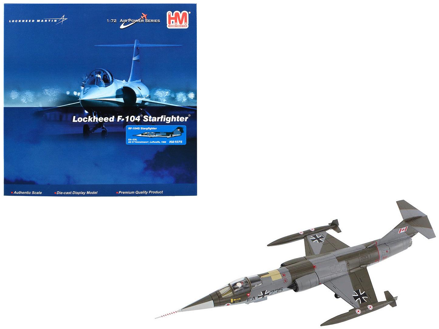 Lockheed RF-104G Starfighter Fighter Aircraft "AG 51 Immelmann" (1966) German Luftwaffe "Air Power Series" 1/72 Diecast Model by Hobby Master