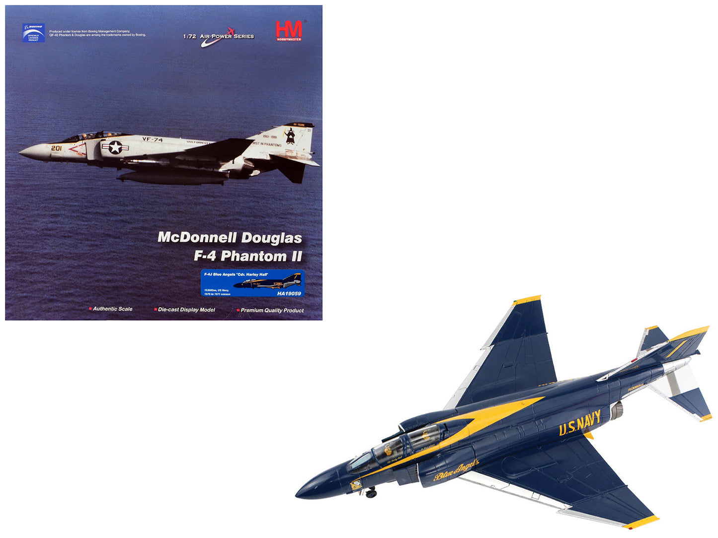 McDonnell Douglas F-4J Phantom II Fighter-Bomber Aircraft "Blue Angels Cdr. Harley Hall 1970 to 1971 Season" United States Navy "Air Power Series" 1/72 Diecast Model by Hobby Master