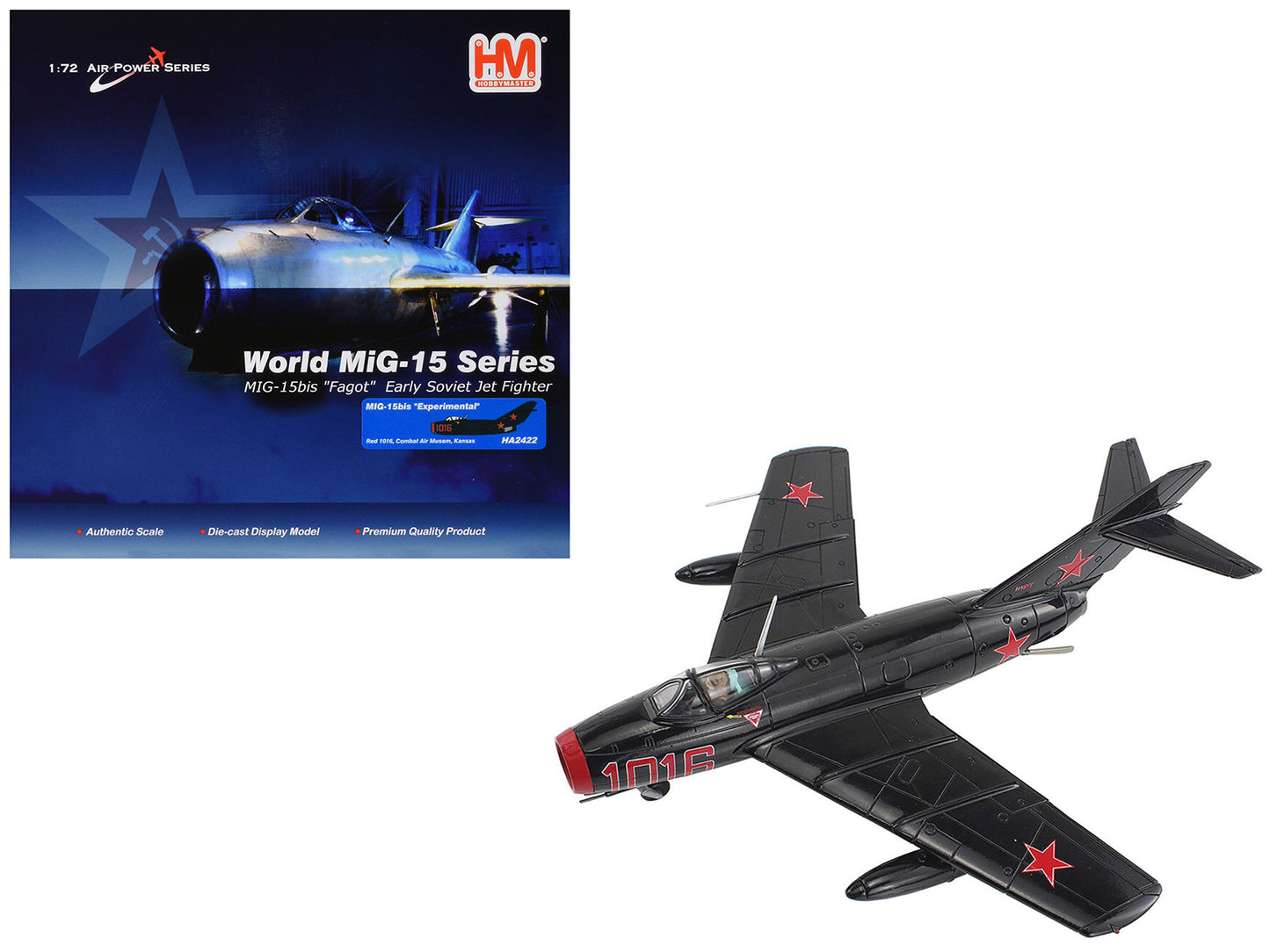 Mikoyan-Gurevich MiG-15Bis Fighter Aircraft "Experimental Combat Air Museum Kansas" "Air Power Series" 1/72 Diecast Model by Hobby Master