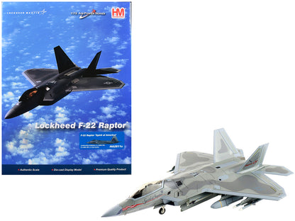 Lockheed F-22 Raptor Stealth Aircraft "Spirit of America" United States Air Force "Air Power Series" 1/72 Diecast Model by Hobby Master