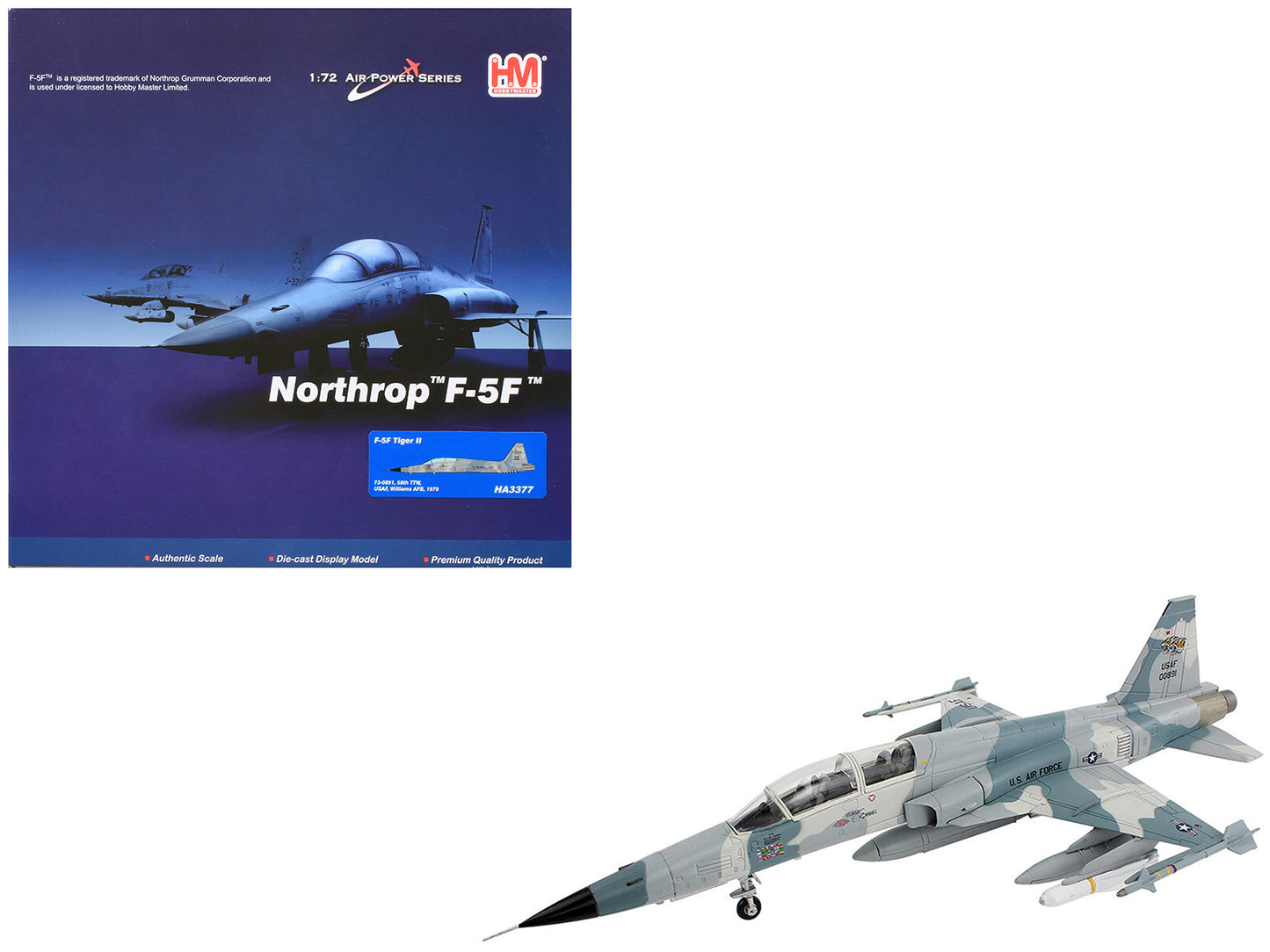 Northrop F-5F Tiger II Aircraft "58th Tactical Training Wing Williams Air Force Base" United States Air Force "Air Power Series" 1/72 Diecast Model by Hobby Master