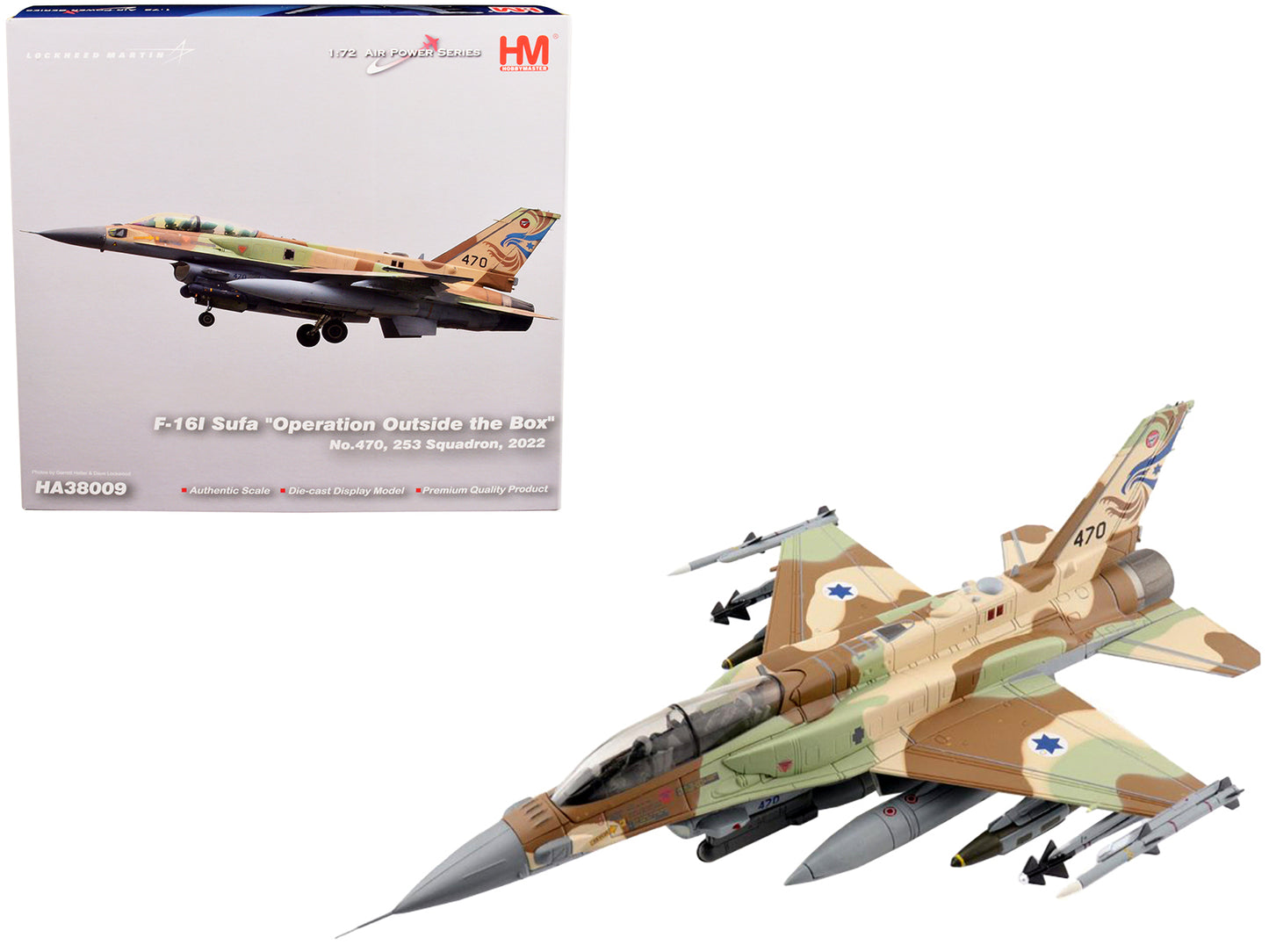 Lockheed Martin F-16I Sufa Fighter Aircraft No.470 "253 Squadron Operation Outside the Box" (2022) "Air Power Series" 1/72 Diecast Model by Hobby Master