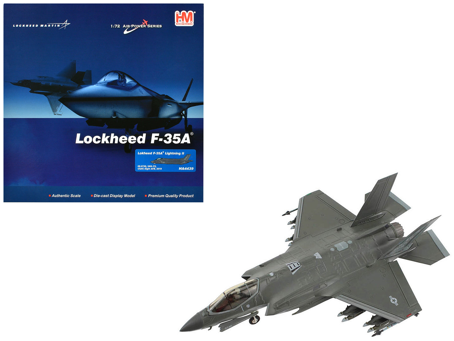 Lockheed F-35A Lightning II Aircraft "58th FS Elgin AFB" United States Air Force "Air Power Series" 1/72 Diecast Model by Hobby Master