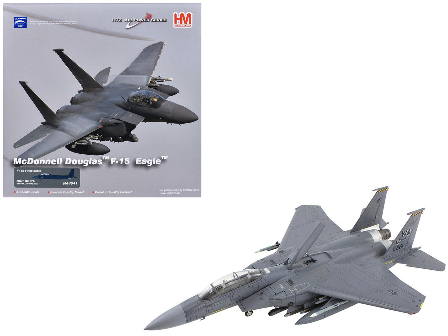 McDonnell Douglas F-15E Strike Eagle Fighter Aircraft "17th WPS Nellis AFB" (2018) United States Air Force "Air Power Series" 1/72 Diecast Model by Hobby Master