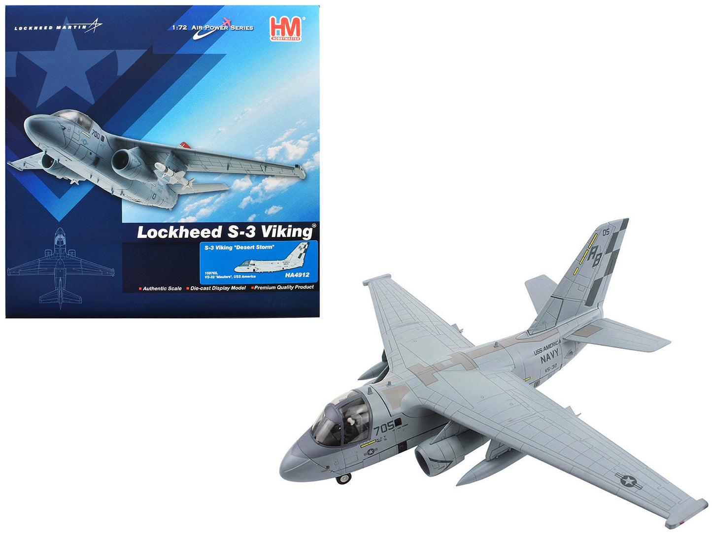 Lockheed S-3B Viking Aircraft "Desert Storm VS-32 Maulers USS America" United States Navy "Air Power Series" 1/72 Diecast Model by Hobby Master