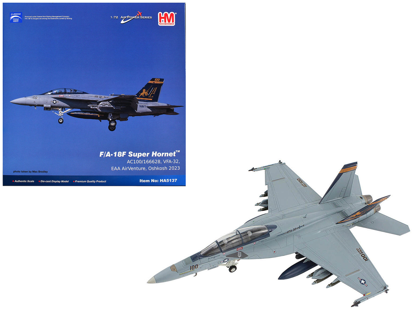 McDonnell Douglas F/A-18F Super Hornet Aircraft "VFA-32 Fighting Swordsmen EAA AirVenture Oshkosh" (2023) United States Navy "Air Power Series" 1/72 Diecast Model by Hobby Master