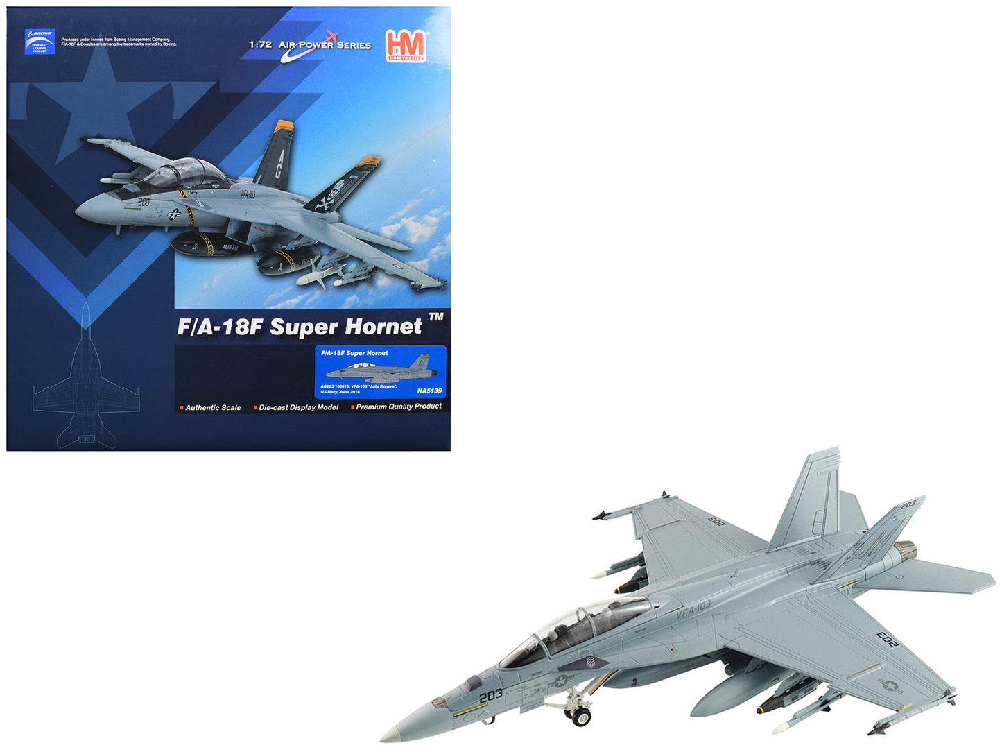 McDonnell Douglas F/A-18F Super Hornet Aircraft "VFA-103 Jolly Rogers USS Harry S. Truman" (2016) United States Navy "Air Power Series" 1/72 Diecast Model by Hobby Master