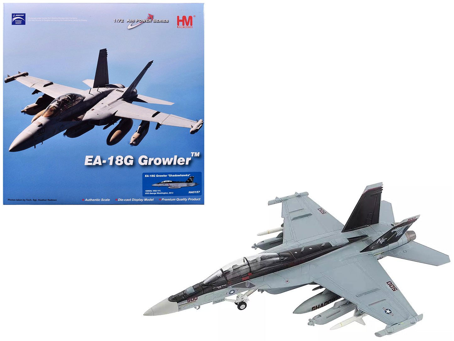 Boeing EA-18G Growler Aircraft "VAQ-141 Shadowhawks USS George Washington" (2013) United States Navy "Air Power Series" 1/72 Diecast Model by Hobby Master