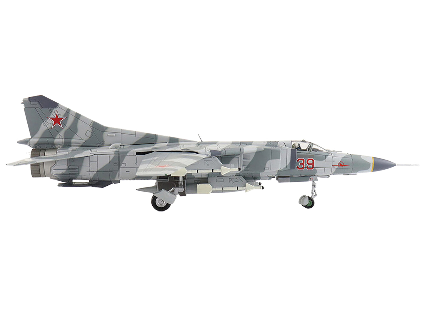 Mikoyan-Gurevich MiG-23MS Flogger-E Fighter Aircraft "4477th Test and Evaluation Squadron Red Eagles Nevada" (1981-88) United States Air Force "Air Power Series" 1/72 Diecast Model by Hobby Master