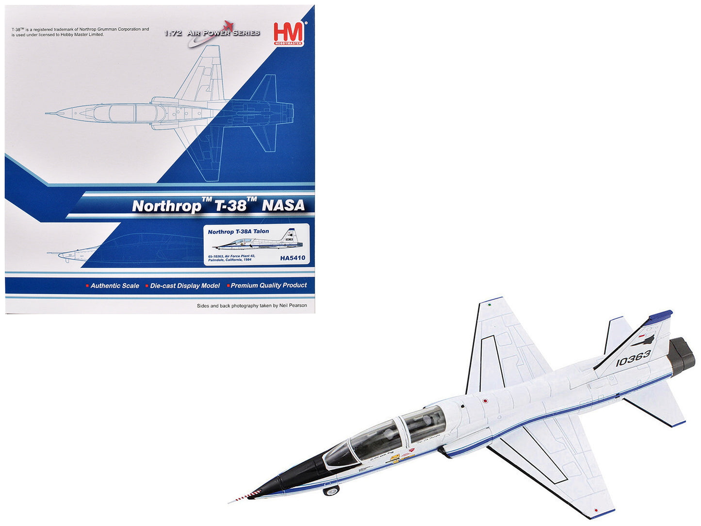 Northrop T-38A Talon Trainer Aircraft "65-10363 Air Force Plant 42 Palmdale CA" (1984) United States Air Force "Air Power Series" 1/72 Diecast Model by Hobby Master