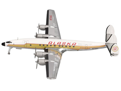 Lockheed L-1649A Starliner Commercial Aircraft "Alaska Airlines - Golden Nugget Service" (N7316C) White and Gold with Red Stripes 1/200 Diecast Model Airplane by Herpa