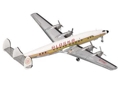 Lockheed L-1649A Starliner Commercial Aircraft "Alaska Airlines - Golden Nugget Service" (N7316C) White and Gold with Red Stripes 1/200 Diecast Model Airplane by Herpa