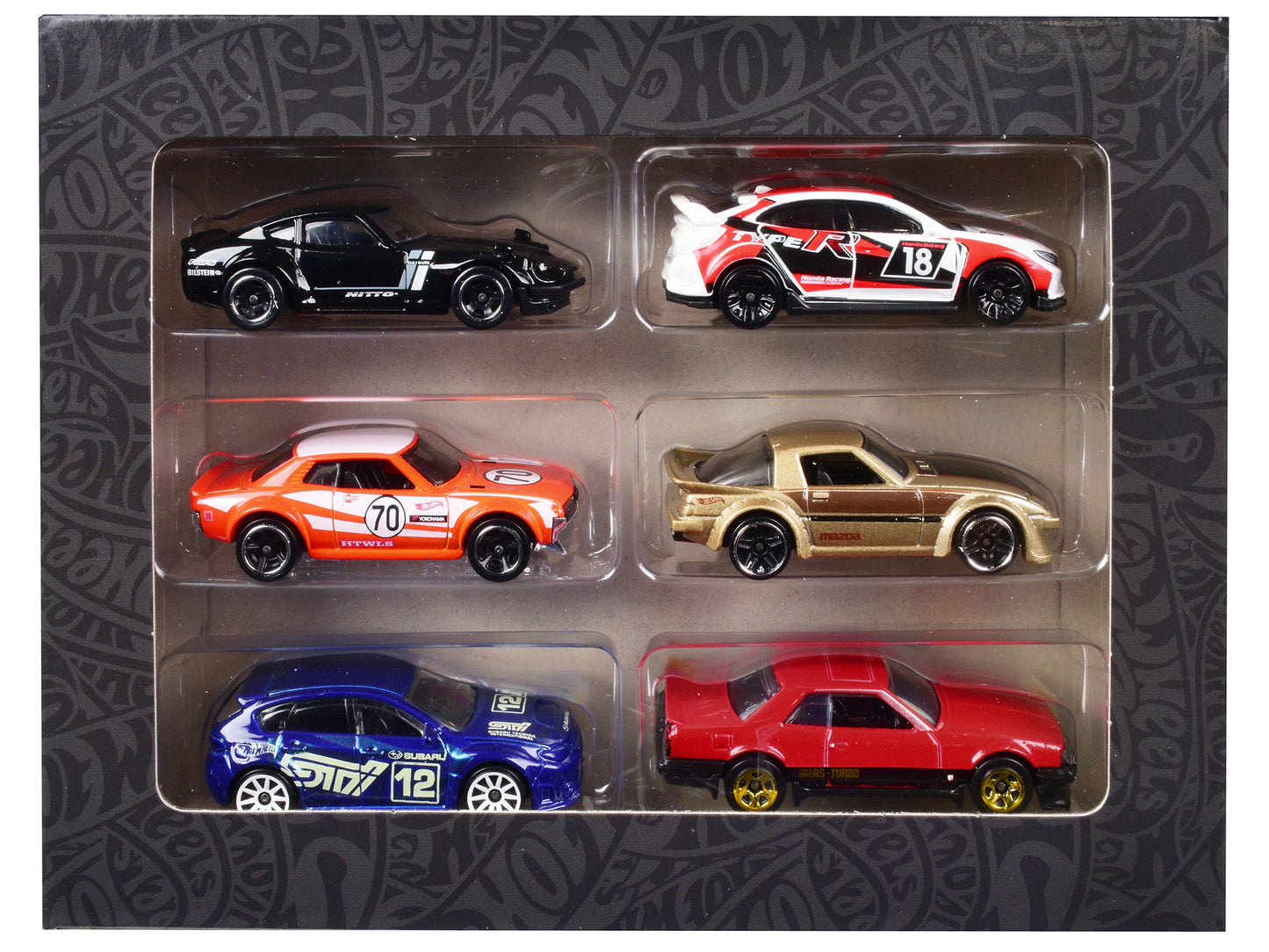 "Japanese Import" 6 piece Set Diecast Model Cars by Hot Wheels