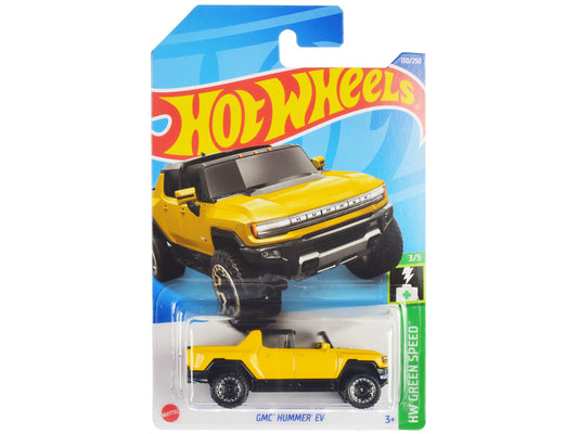 GMC Hummer EV Pickup Truck Yellow with Open Top "HW Green Speed" Series Diecast Model Car by Hot Wheels