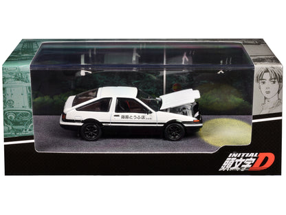 Toyota Sprinter Trueno (AE86) RHD (Right Hand Drive) White and Black "Engine Mounted Model VS Kyoichi Sudo" "Initial D" (1995-2013) Manga 1/64 Diecast Model Car by Hobby Japan