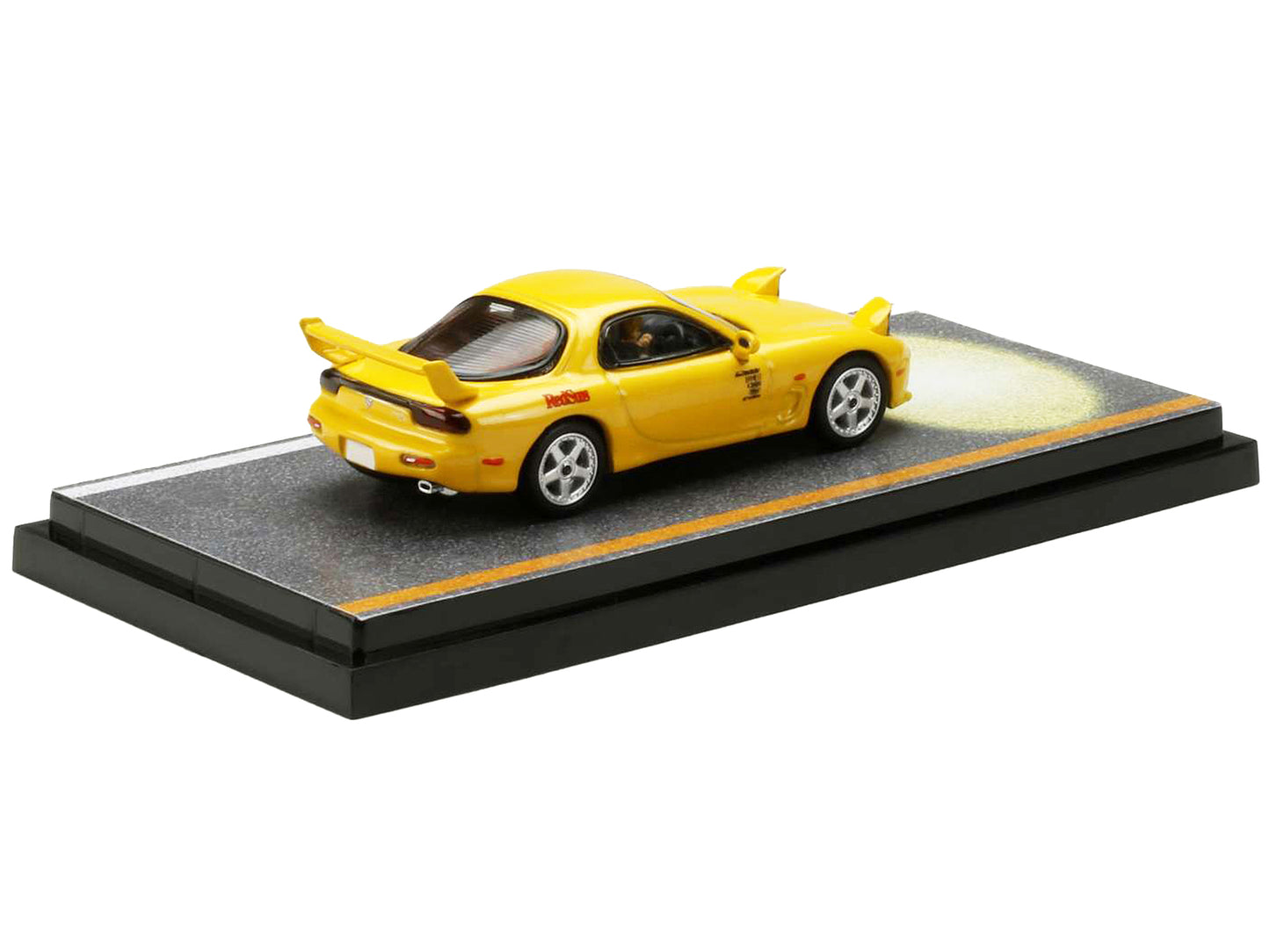 Mazda RX-7 (FD3S) RHD (Right Hand Drive) Yellow "RedSuns" with Keisuke Takahashi Driver Figure (Version 2) "Initial D" (1995-2013) Manga 1/64 Diecast Model Car by Hobby Japan