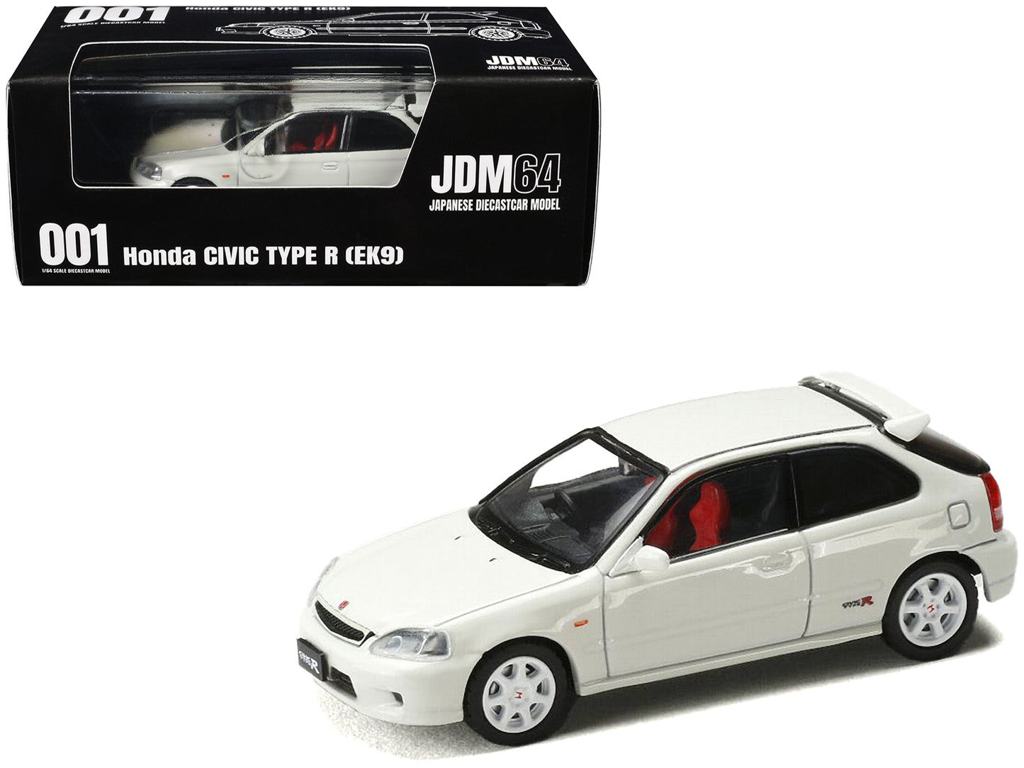 Honda Civic Type R (EK9) RHD (Right Hand Drive) Championship White "JDM64" Series 1/64 Diecast Model Car by Hobby Japan