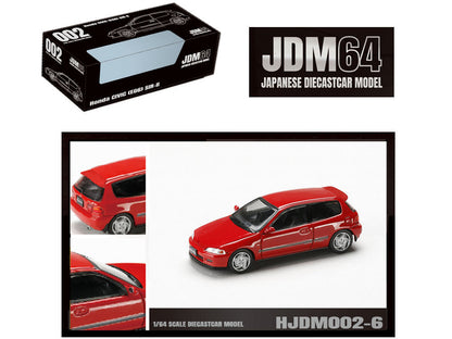 Honda Civic (EG6) SIR-II RHD (Right Hand Drive) Milano Red "JDM64" Series 1/64 Diecast Model Car by Hobby Japan