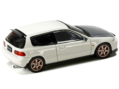 Honda Civic (EG6) SIR-II RHD (Right Hand Drive) Frost White with Carbon Hood "JDM64" Series 1/64 Diecast Model Car by Hobby Japan