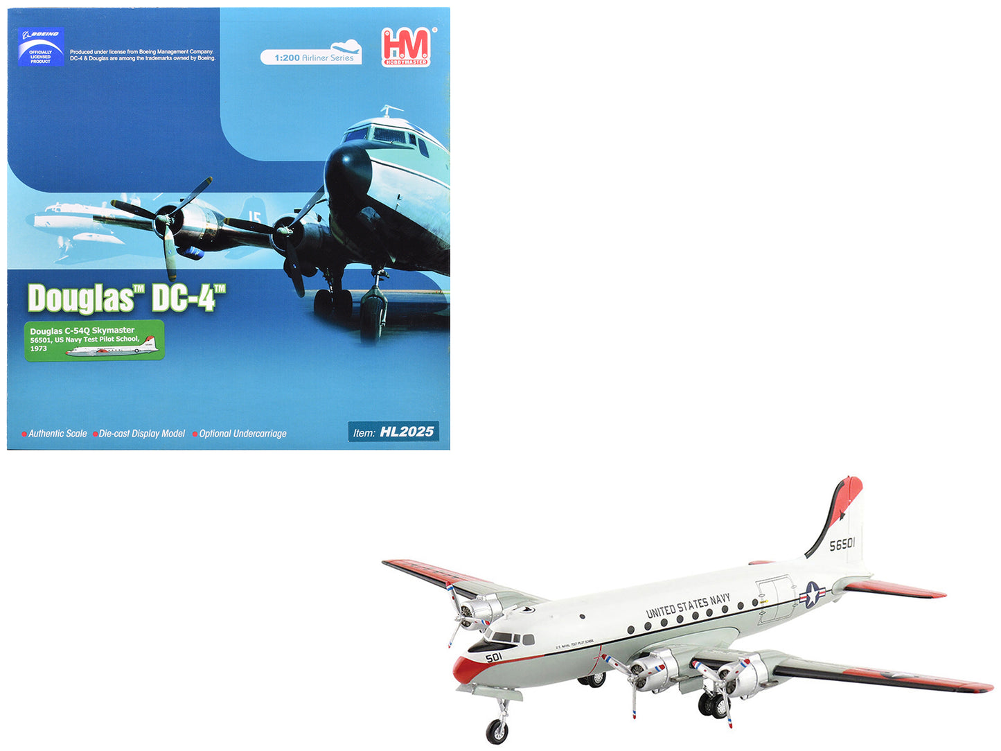 Douglas C-54Q Skymaster Transport Aircraft "US Navy Test Pilot School" (1973) United States Navy "Airliner Series" 1/200 Diecast Model by Hobby Master