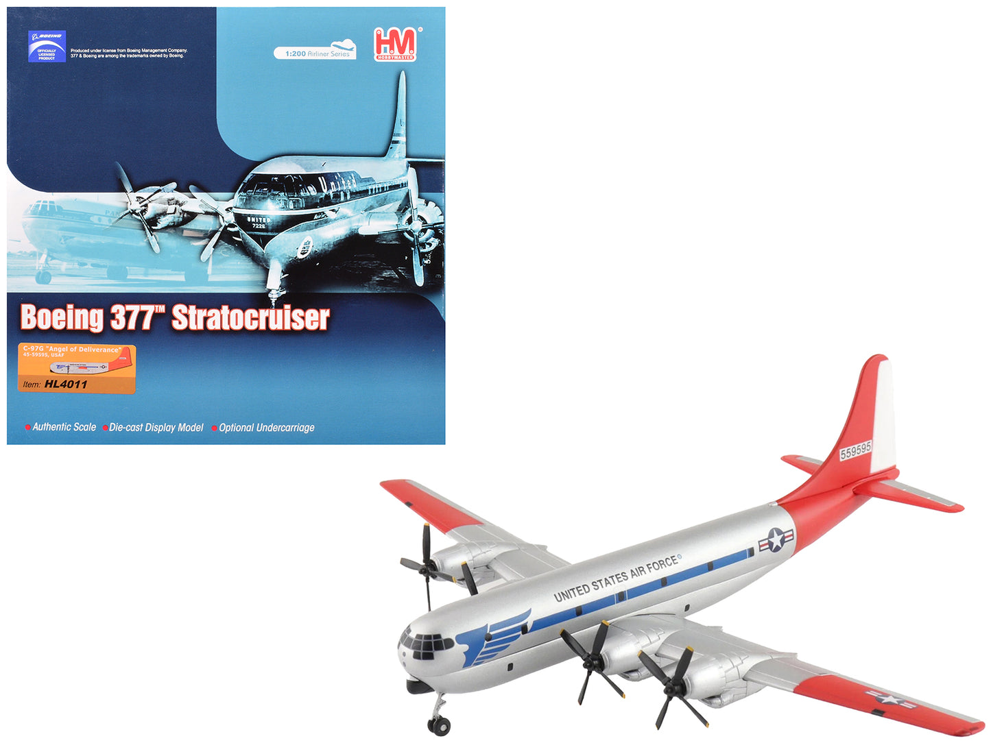 Boeing 377 C-97G Stratofreighter Transport Aircraft "45-59595 Angel of Deliverance" United States Air Force "Airliner Series" 1/200 Diecast Model by Hobby Master