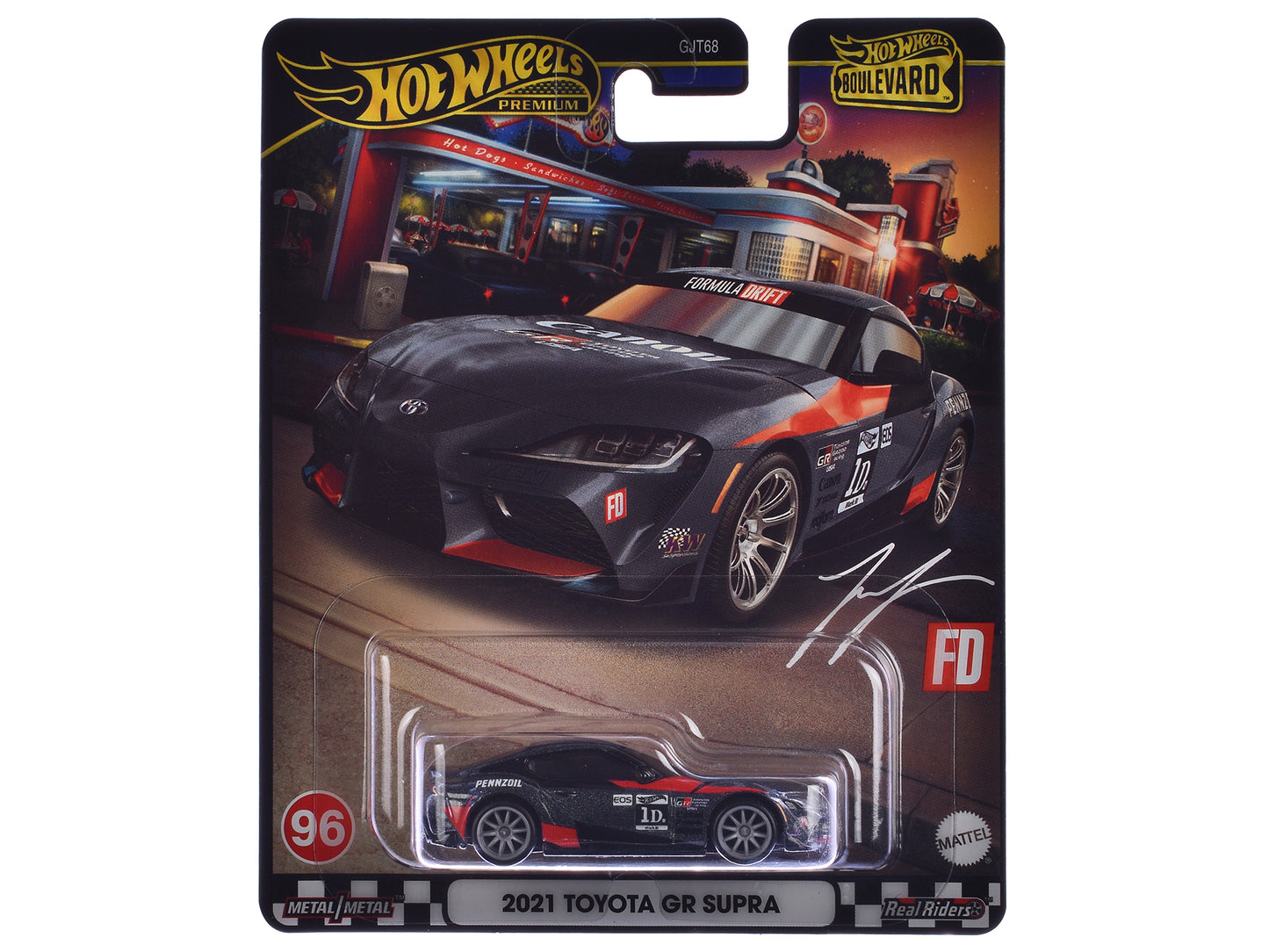 2021 Toyota GR Supra #1D "Formula Drift" Dark Gray Metallic "Boulevard" Series Diecast Model Car by Hot Wheels